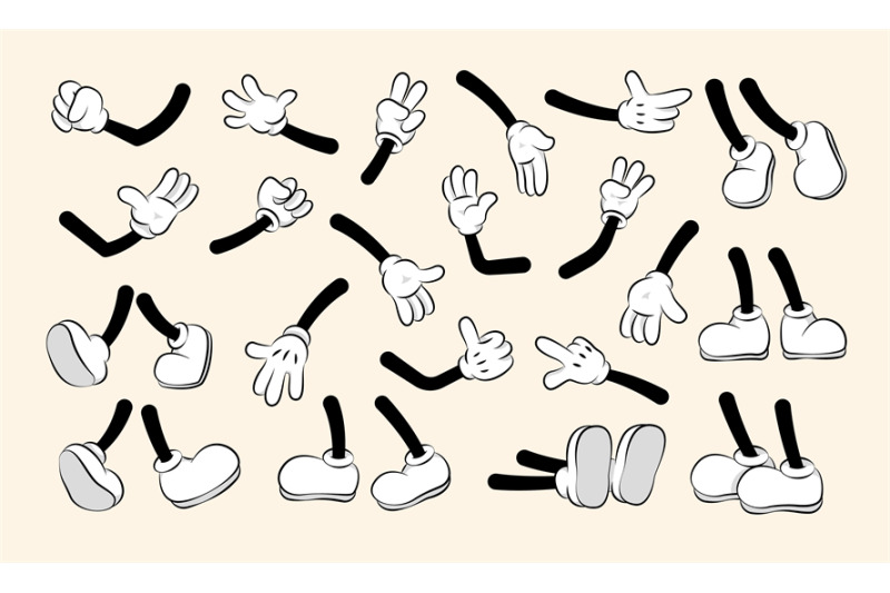 cartoon-hands-and-legs-collection-cute-retro-animation-white-feet-and