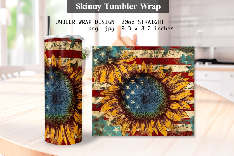 4th-of-july-sunflower-tumbler-wrap-design-sublimation-png