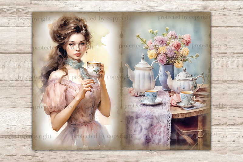 tea-party-junk-journal-page-vintage-woman-art-journal