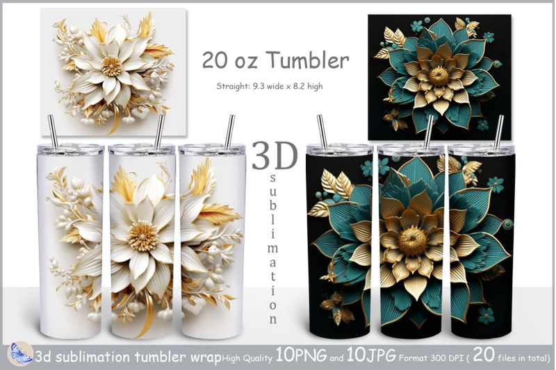 3d-tumbler-wrap-flowers-3d-sublimation-tumbler-bundle-20-oz