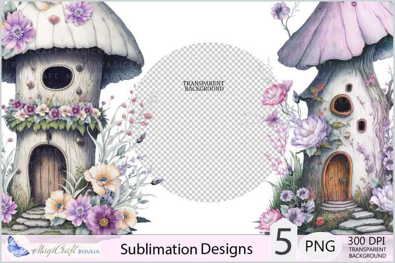 fairy-mushroom-houses-sublimation-mushroom-house-flowers-png