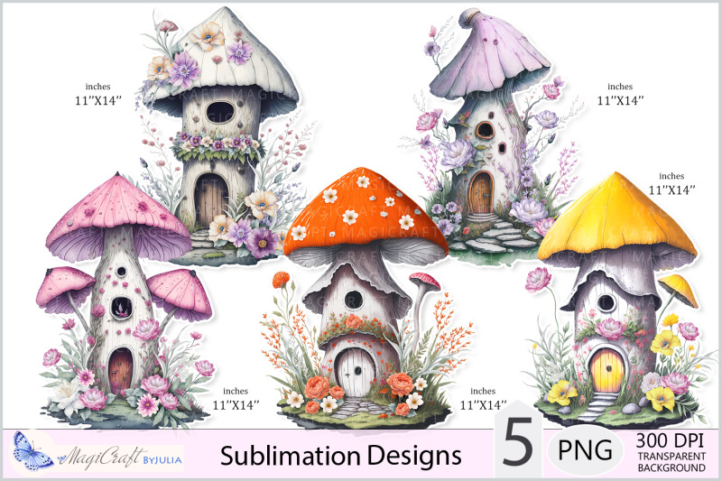 fairy-mushroom-houses-sublimation-mushroom-house-flowers-png