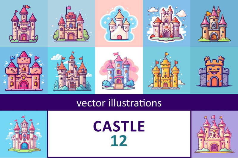 cartoon-old-castle-with-turrets
