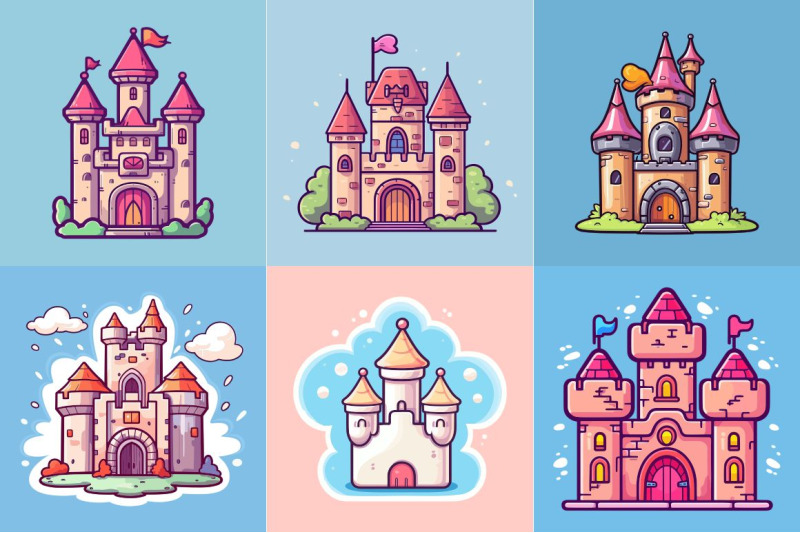 cartoon-old-castle-with-turrets