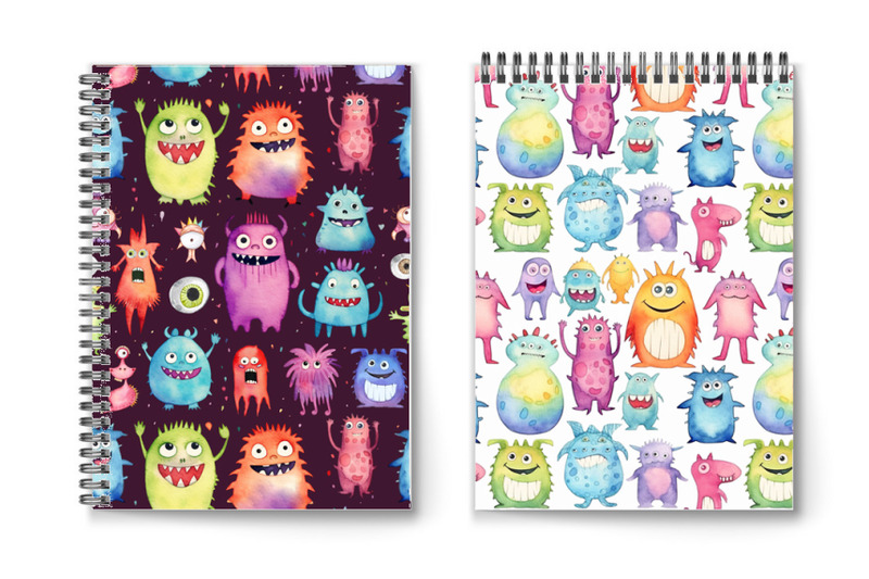 watercolor-monster-patterns