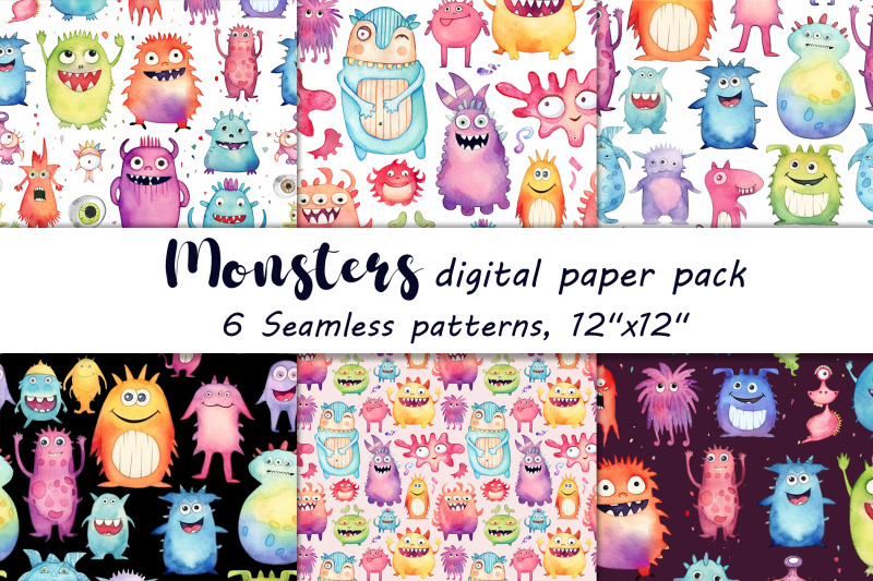 watercolor-monster-patterns