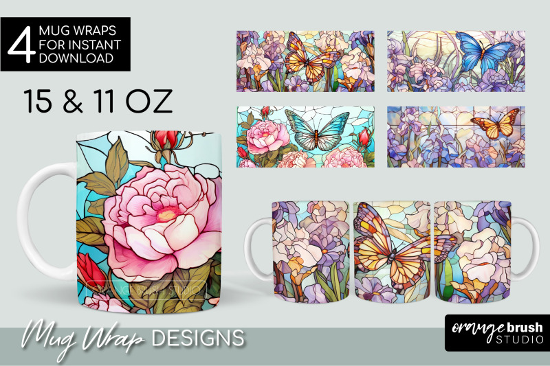 stained-glass-mug-wrap-sublimation-flowers-and-butterfly