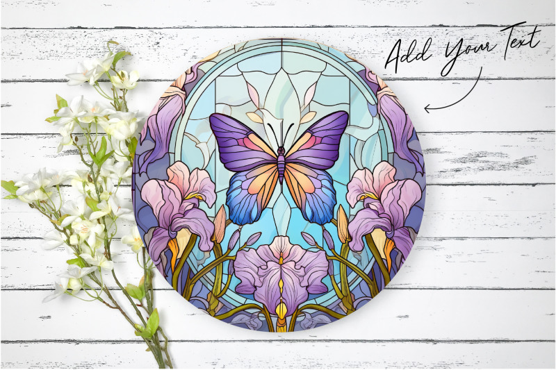 butterfly-round-sublimation-stained-glass-background