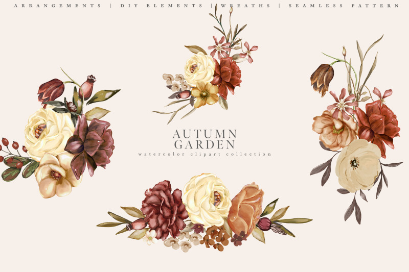 autumn-garden-watercolor-fall-flower-clipart-collection