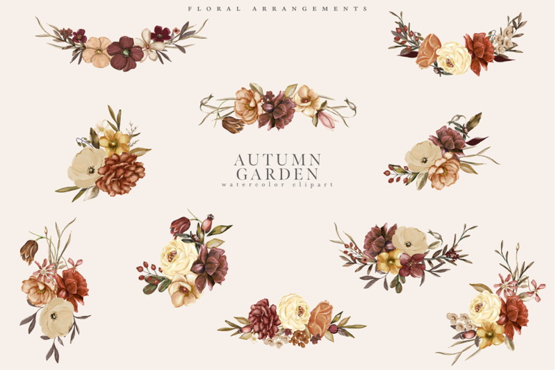 autumn-garden-watercolor-fall-flower-clipart-collection