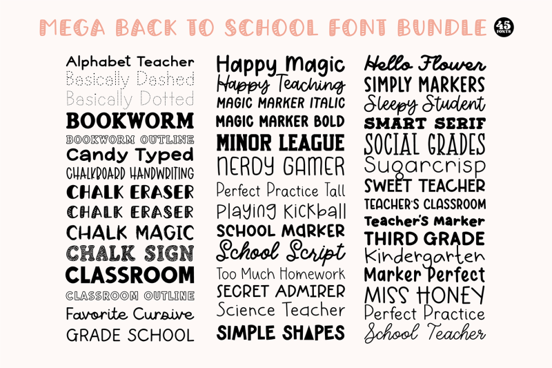 mega-back-to-school-font-bundle