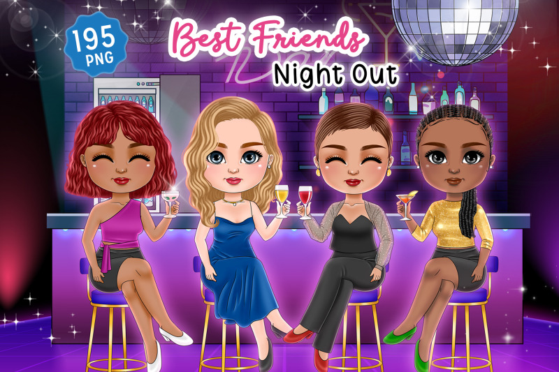 best-friends-chibi-drinking-cocktails-clipart-girls-night