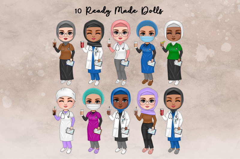 chibi-muslim-nurse-clipart-best-friends-customizable-png