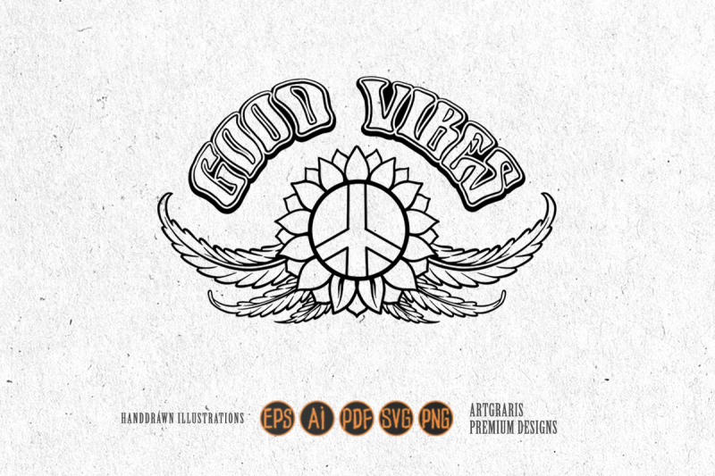 good-vibes-word-peace-weed-leaf-ornament-logo-illustrations-monochrome