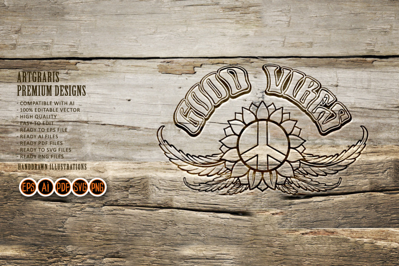 good-vibes-word-peace-weed-leaf-ornament-logo-illustrations-monochrome