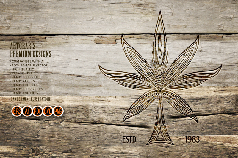 marijuana-leaf-logo-mandala-ornament-illustrations-monochrome