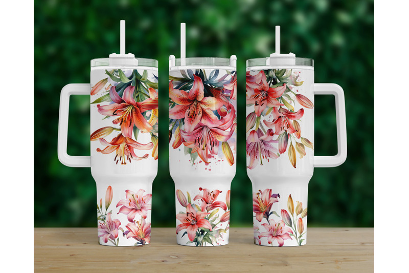 pink-lilies-flowers-40oz-quencher-sublimation-tumbler-designs-download