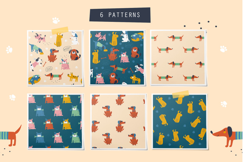 dogs-set-patterns-clip-arts-cards