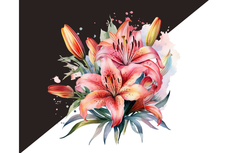 watercolor-lilies-flowers-png-clipart