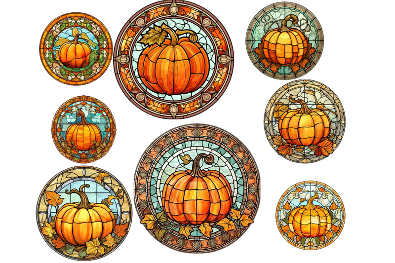 fall-pumpkins-stained-glass-clipart