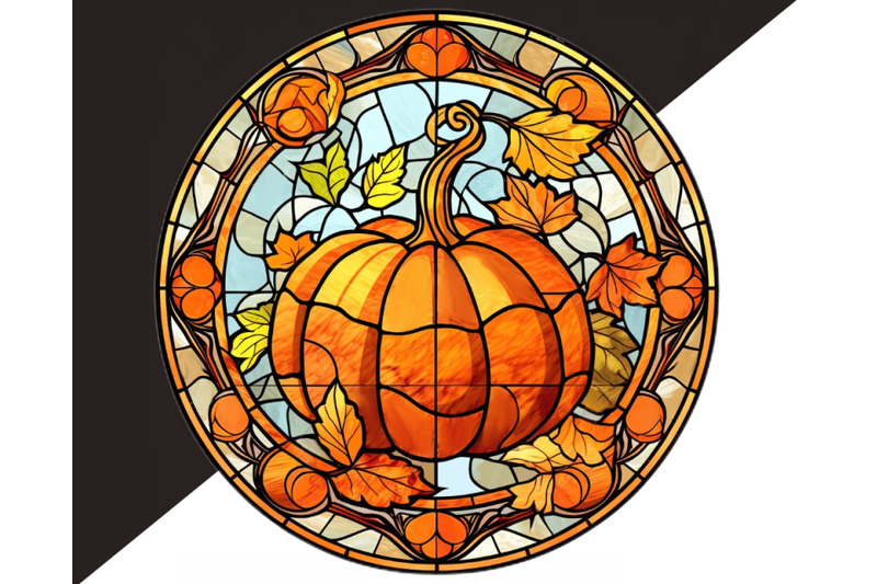 fall-pumpkins-stained-glass-clipart