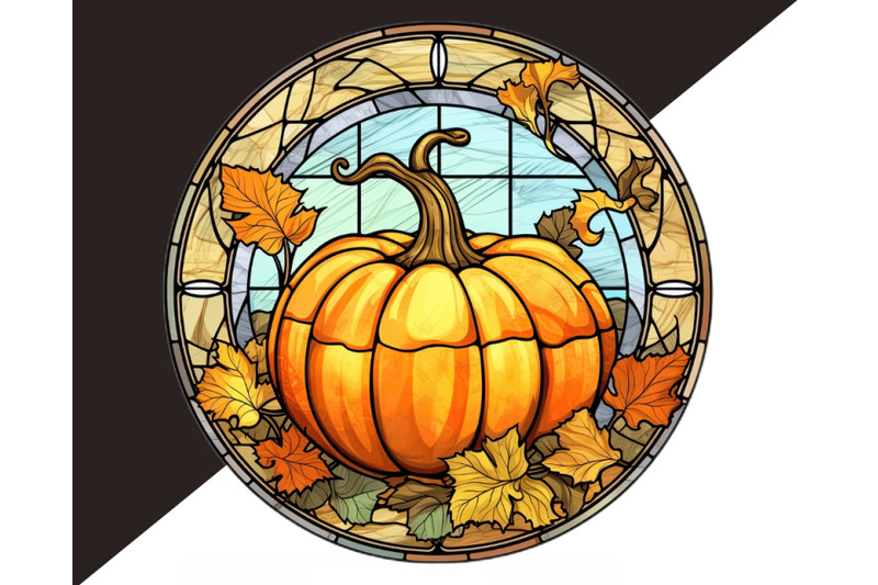 fall-pumpkins-stained-glass-clipart