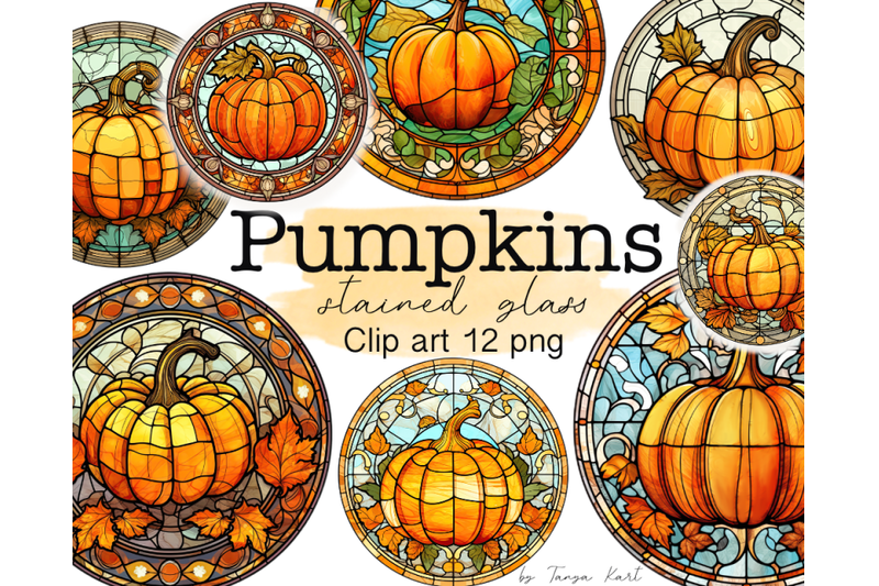 fall-pumpkins-stained-glass-clipart