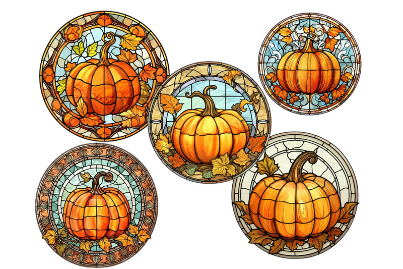 fall-pumpkins-stained-glass-clipart