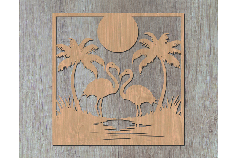 flamingo-laser-svg-cut-file-beach-and-palm-trees-svg-flamingo-dxf