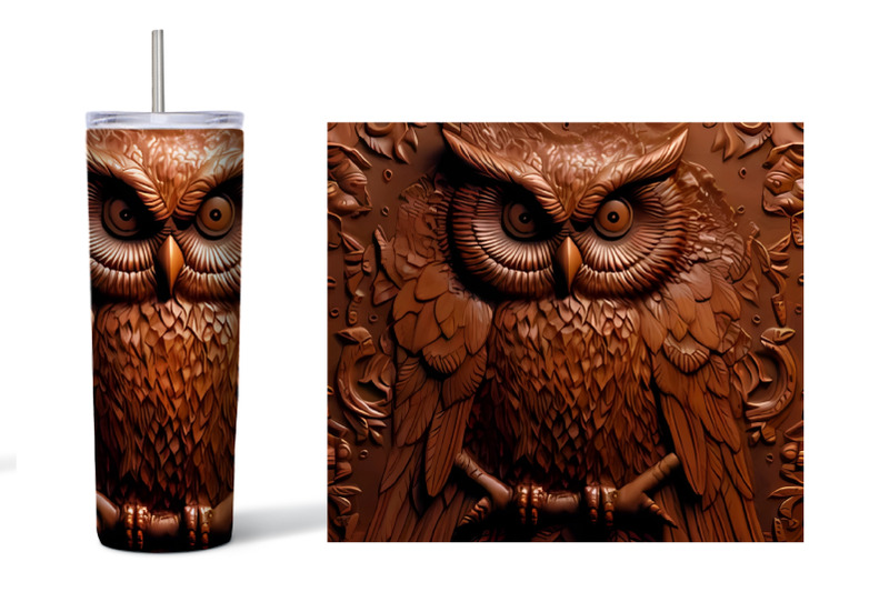 tooled-leather-owl-tumbler-sublimation-owl-tumbler-design