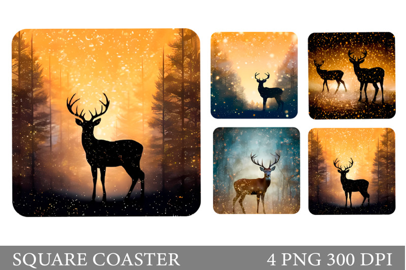 deer-square-coaster-deer-sublimation-deer-coaster-design