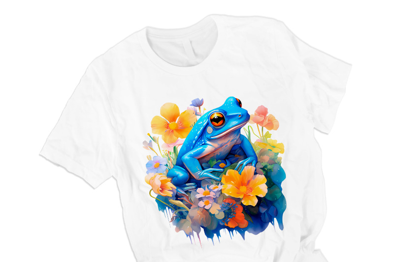 frog-and-flowers-t-shirt-design-blue-frog-sublimation