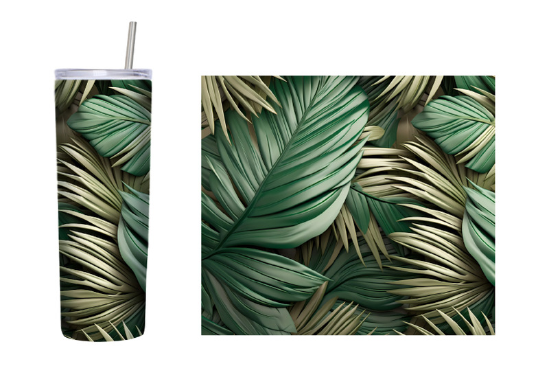 palm-leaves-tumbler-sublimation-tropical-leaves-tumbler