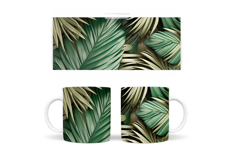 palm-leaves-mug-wrap-design-tropical-leaves-mug-sublimation