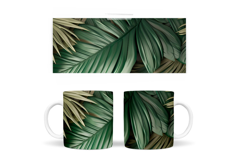 tropical-leaves-mug-sublimation-palm-leaves-mug-wrap-design