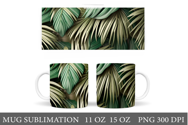 palm-leaves-mug-design-tropical-leaves-mug-sublimation