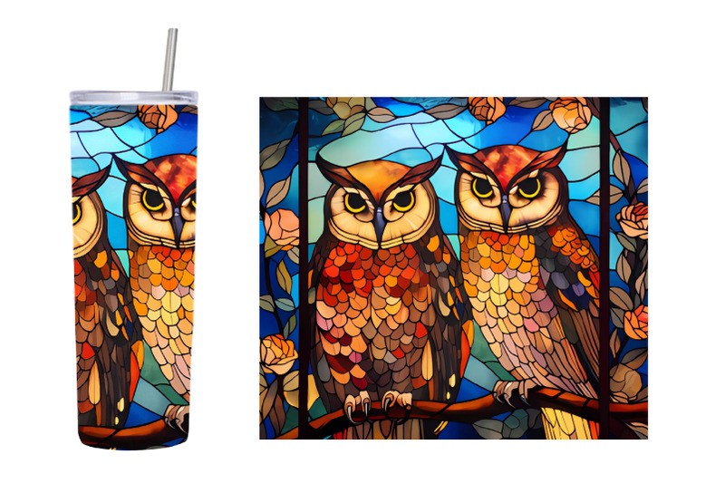 stained-glass-owls-tumbler-stained-glass-owl-tumbler-design