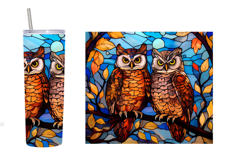 stained-glass-owls-tumbler-stained-glass-owl-tumbler-design