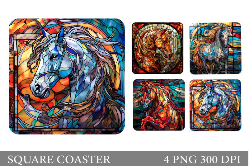 stained-glass-horse-square-coaster-horse-sublimation