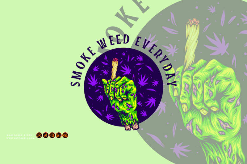 zombie-hand-holding-lit-cannabis-joint-creepy-illustration