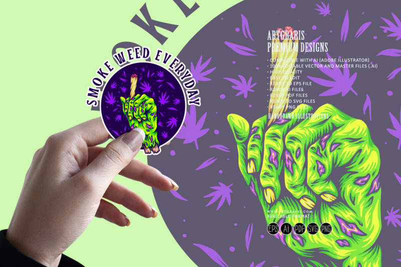 zombie-hand-holding-lit-cannabis-joint-creepy-illustration