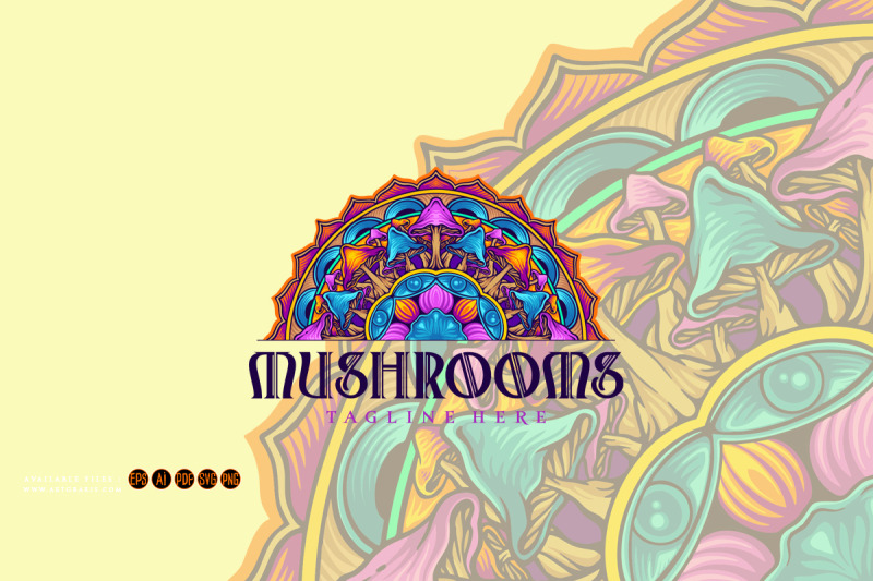 enchanting-half-mandala-filled-with-trippy-mushroom-illustrations