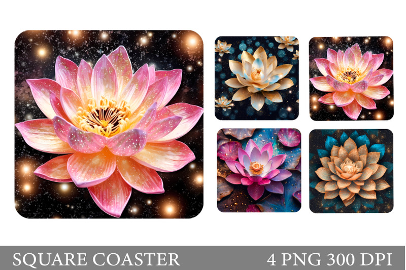 lotus-glitter-square-coaster-lotus-coaster-sublimation