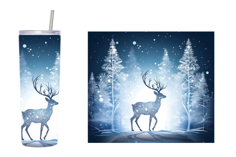 reindeer-tumbler-sublimation-winter-landscape-tumbler