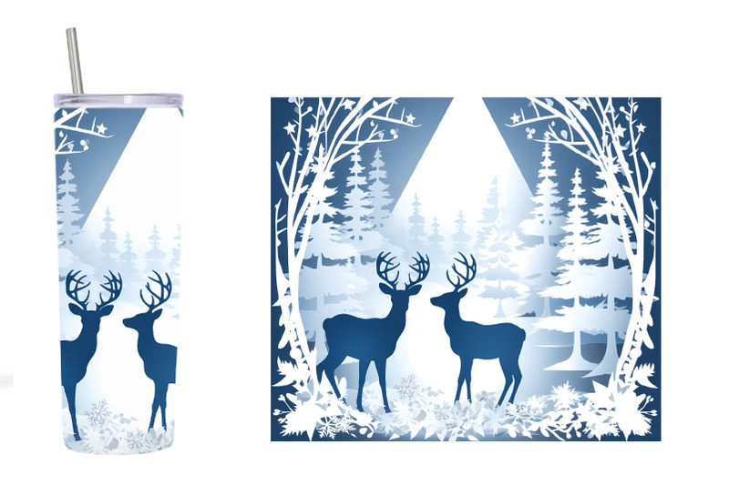 reindeer-tumbler-sublimation-winter-landscape-tumbler