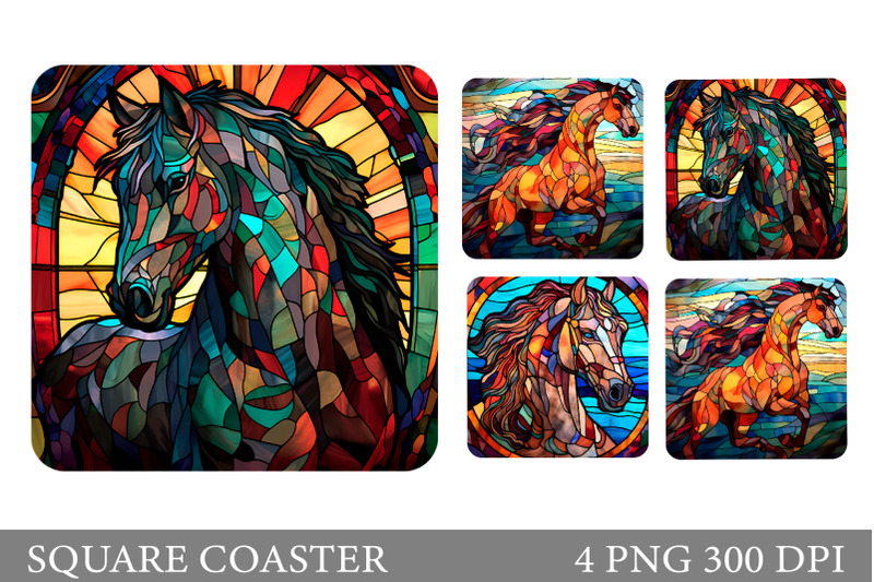 stained-glass-horse-square-coaster-horse-sublimation