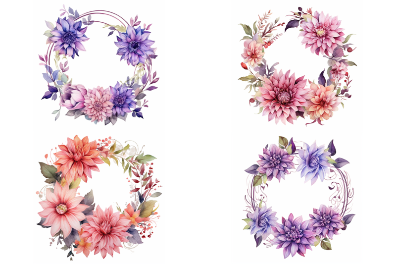 dahlia-wreaths-watercolor-collection