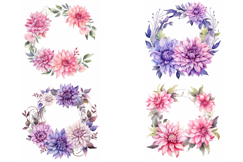 dahlia-wreaths-watercolor-collection