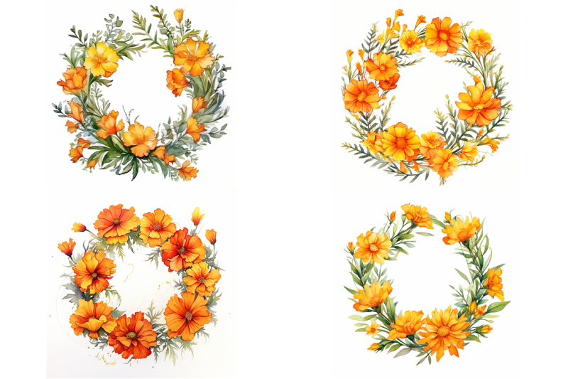 marigold-wreaths-watercolor-collection
