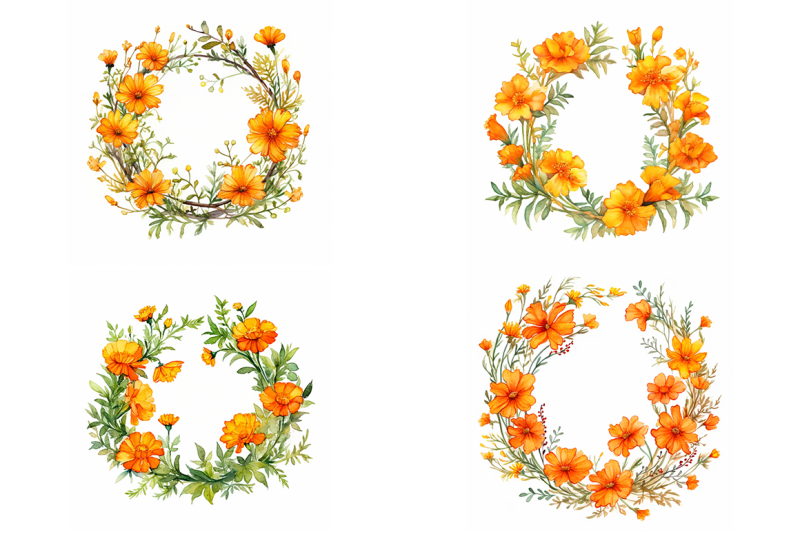 marigold-wreaths-watercolor-collection